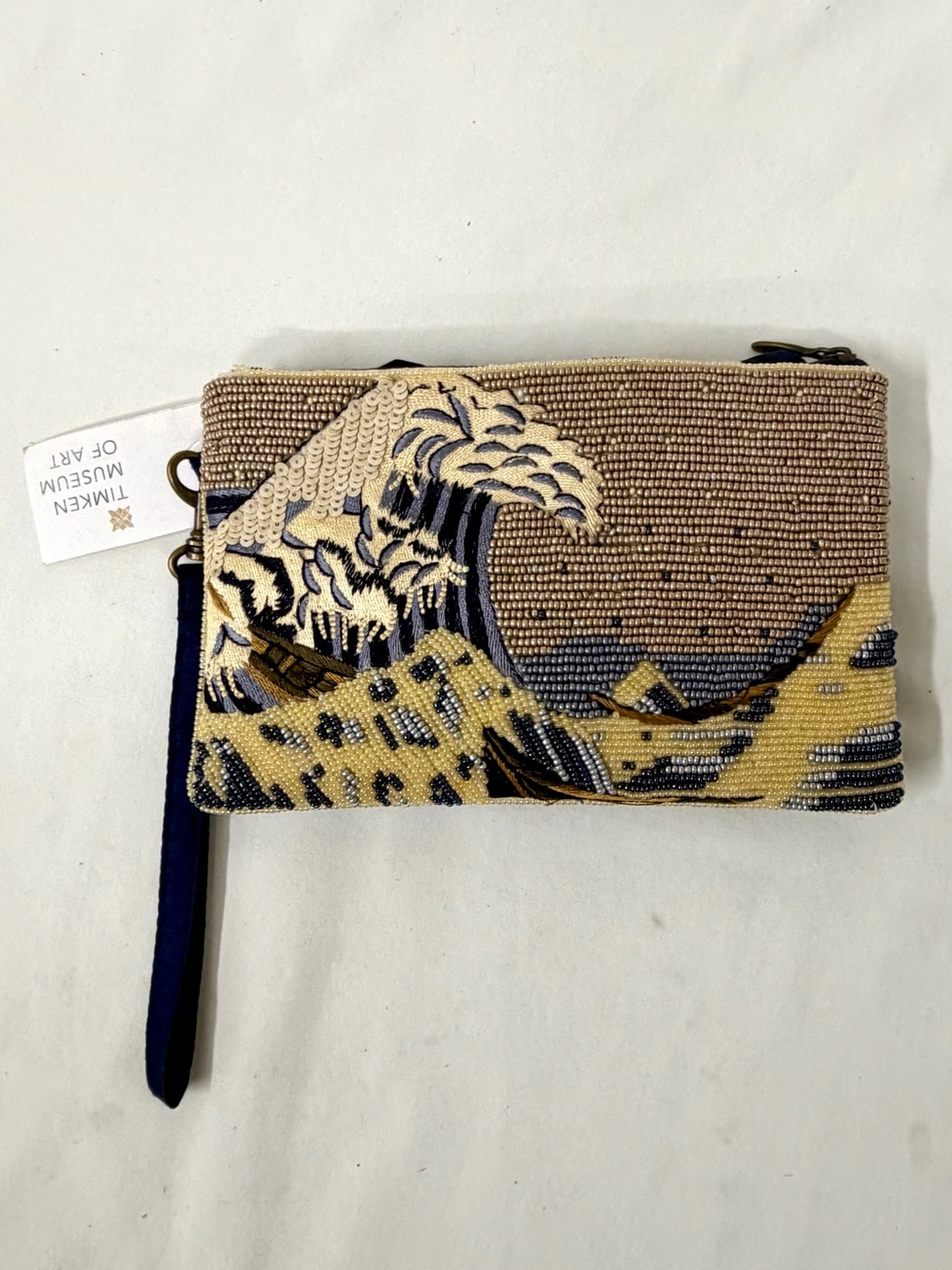 🌊 Beaded Wave Print Shoulder Bag / Wristlet